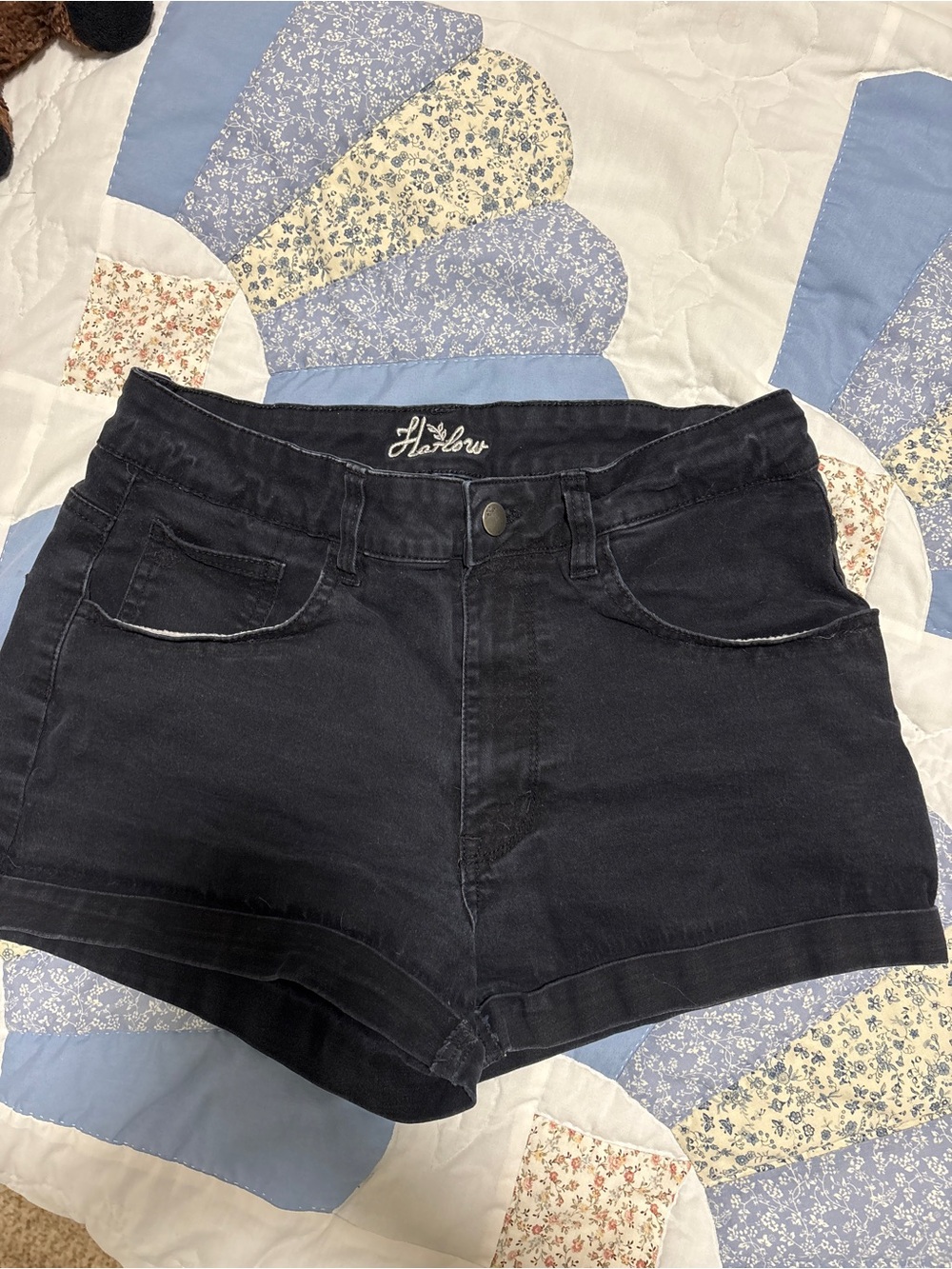 Harlow Women's Black Stretch Denim Shorts
